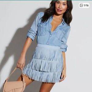 Blue Fringe Skirt